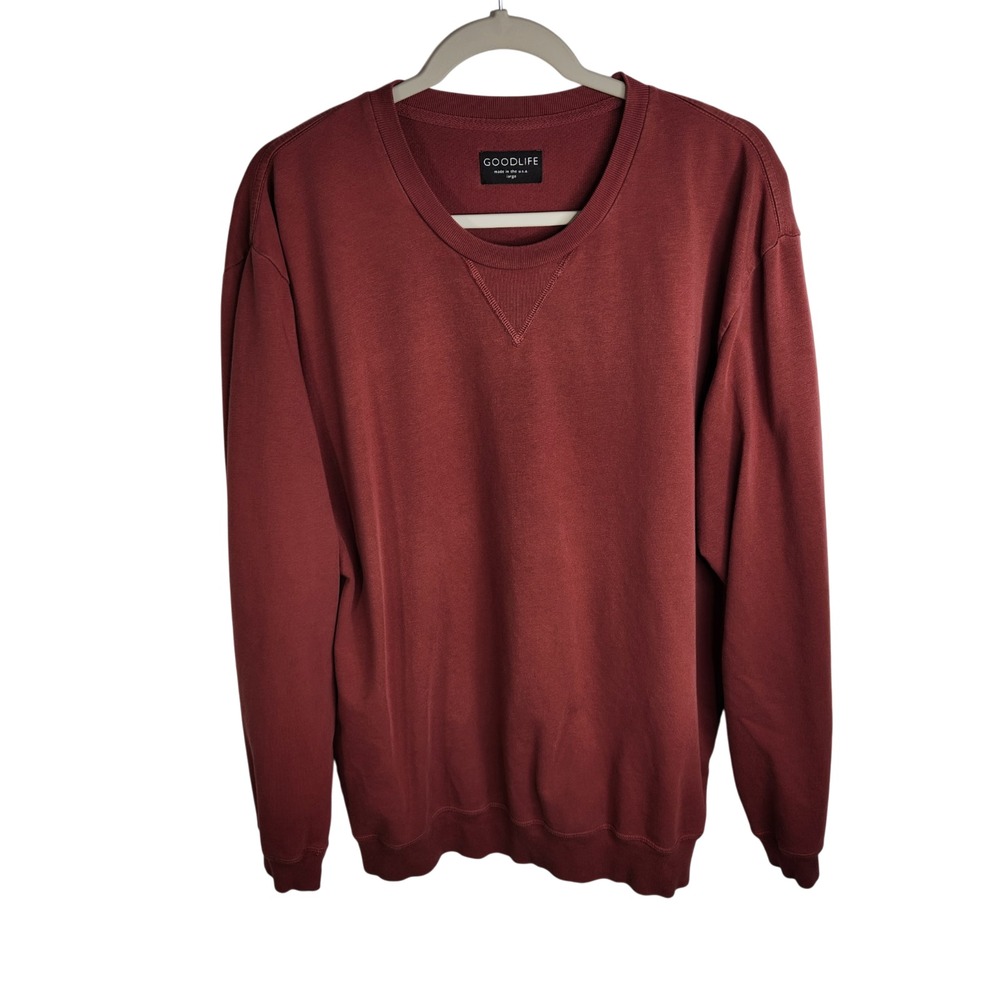 Goodlife‎ Micro Terry Sweatshirt Men's Large Burgundy Crew Neck Made In USA